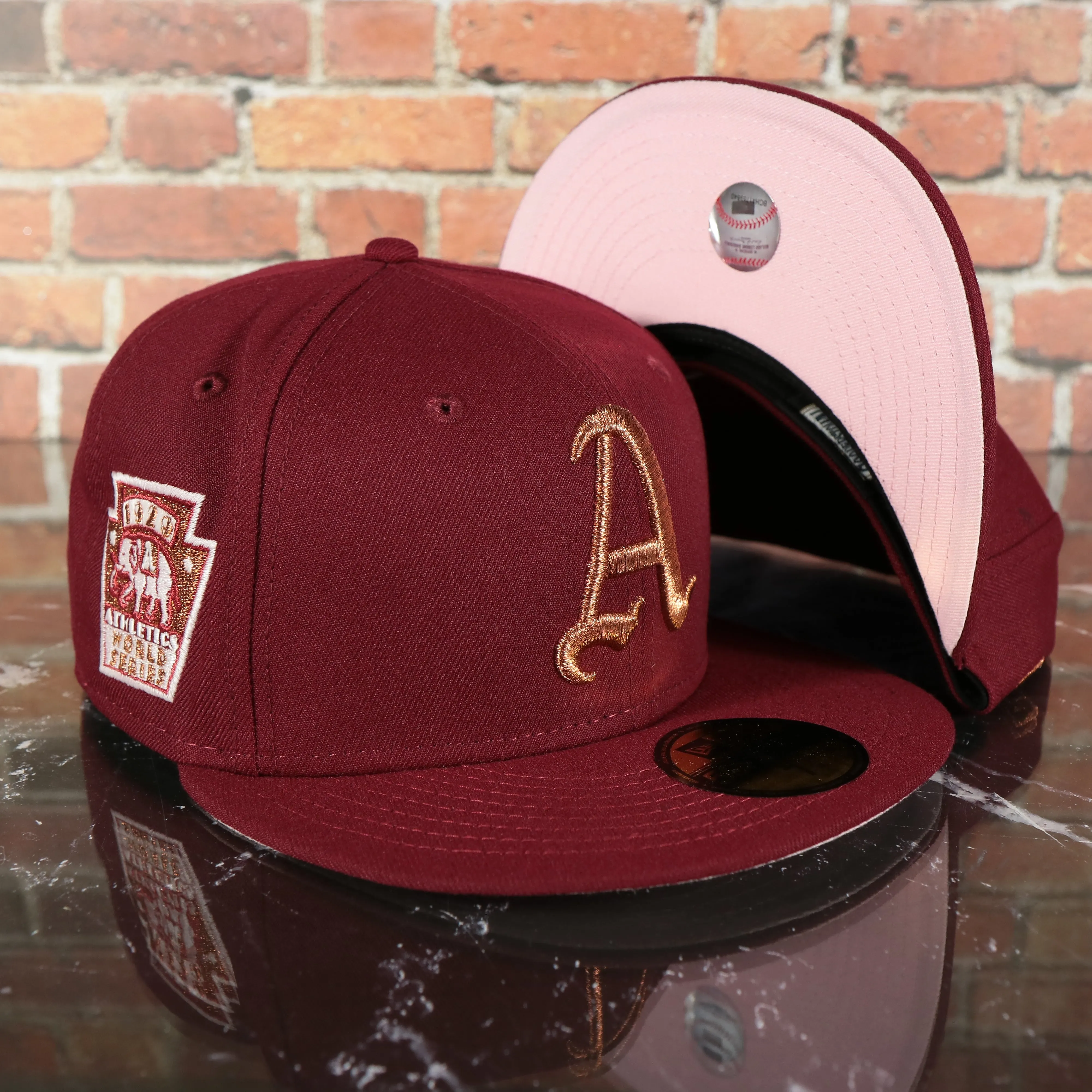 Philadelphia Athletics Glow In the Dark 1929 World Series Pink Bottom Cardinal Fitted Cap