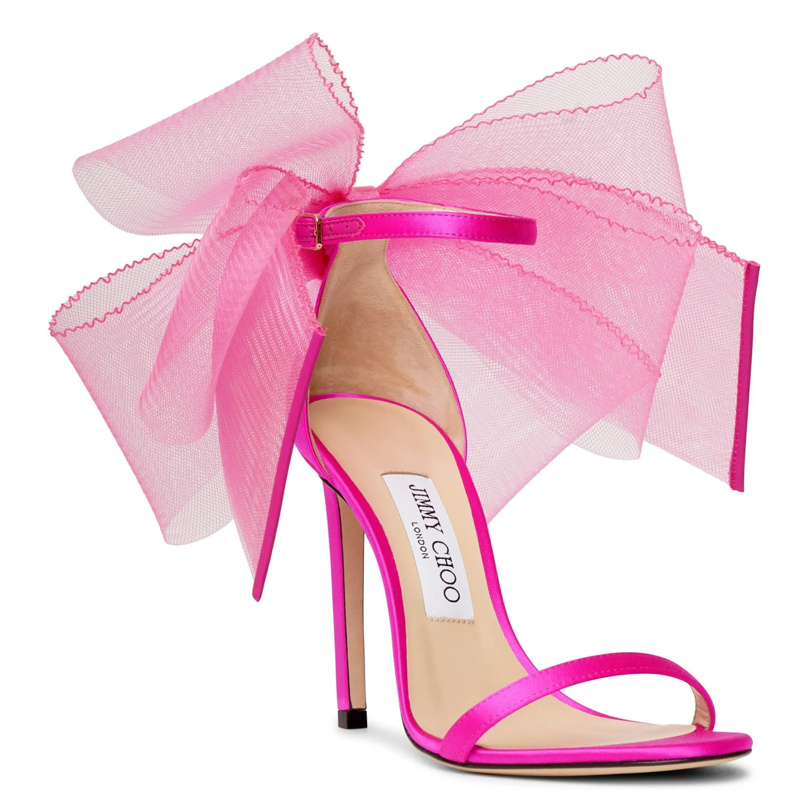 Pink Satin Jimmy Choo Aveline 100 Sandals