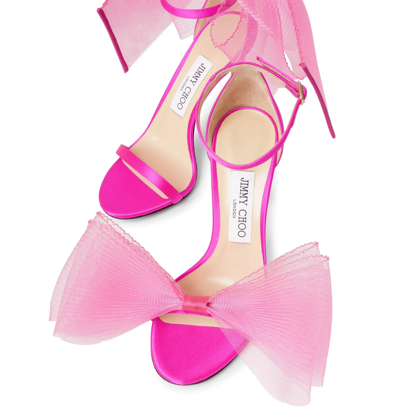 Pink Satin Jimmy Choo Aveline 100 Sandals