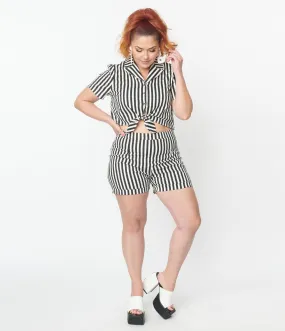 Black & White Striped Plus Size Connie Shorts