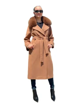 Polar Fox Tailored Cashmere Wool Coat by Genuine