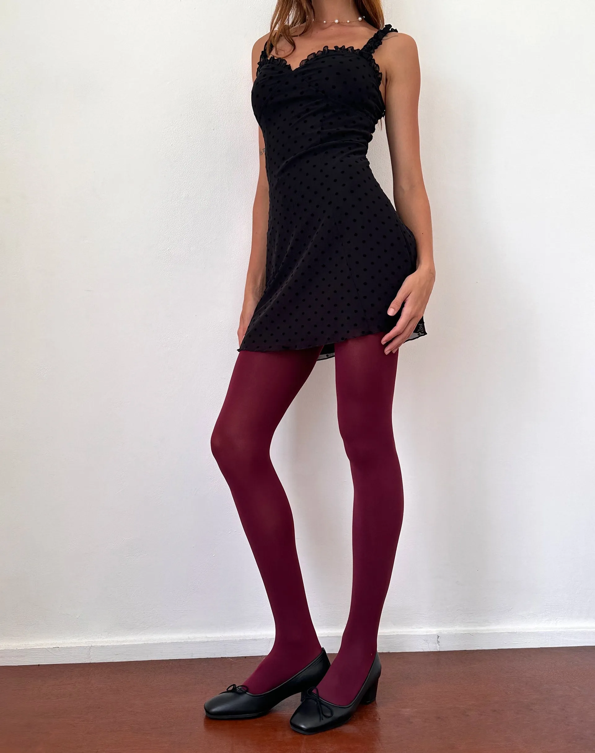 Polka Black Flock Trisha Mini Dress