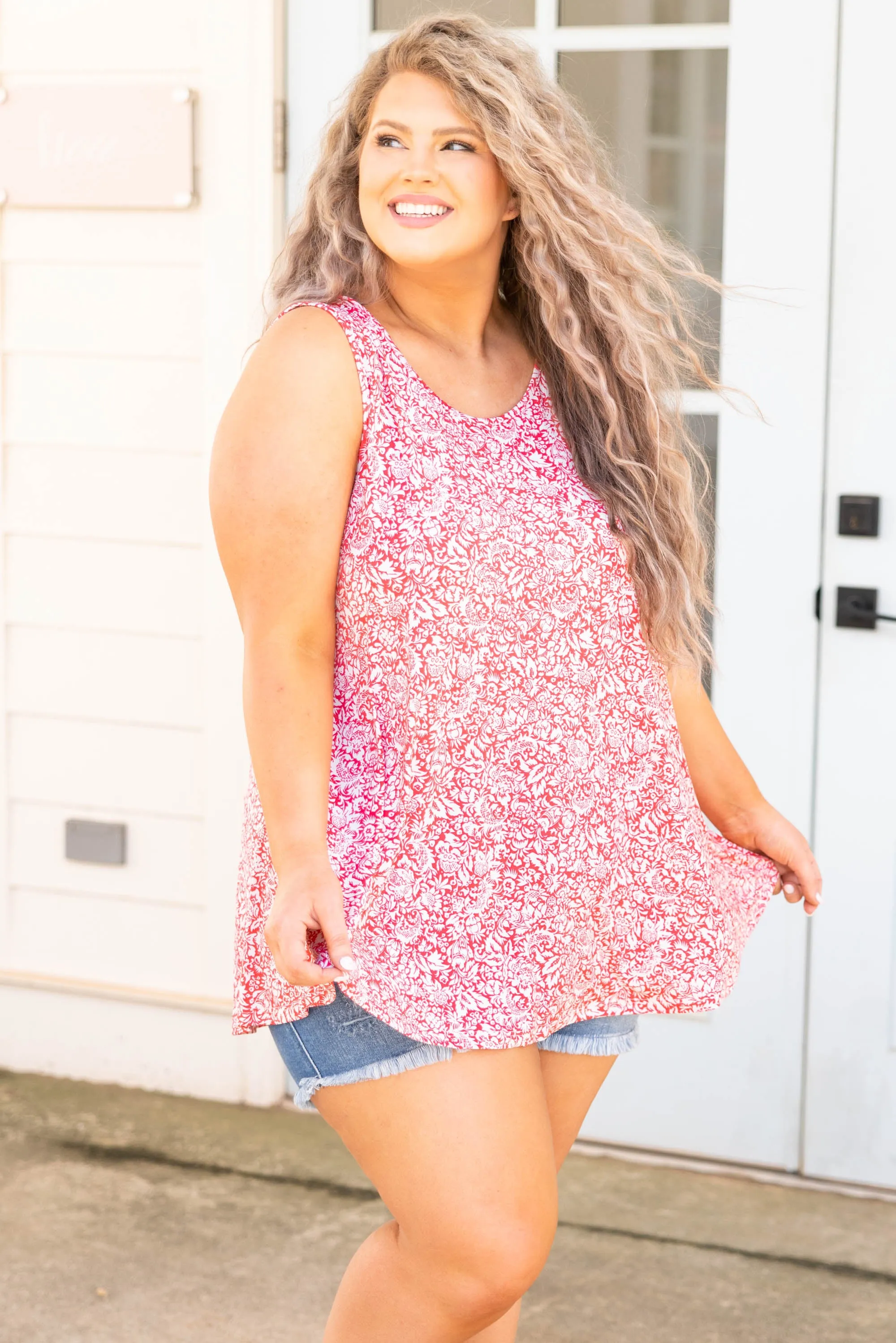 Red Floral Blouse