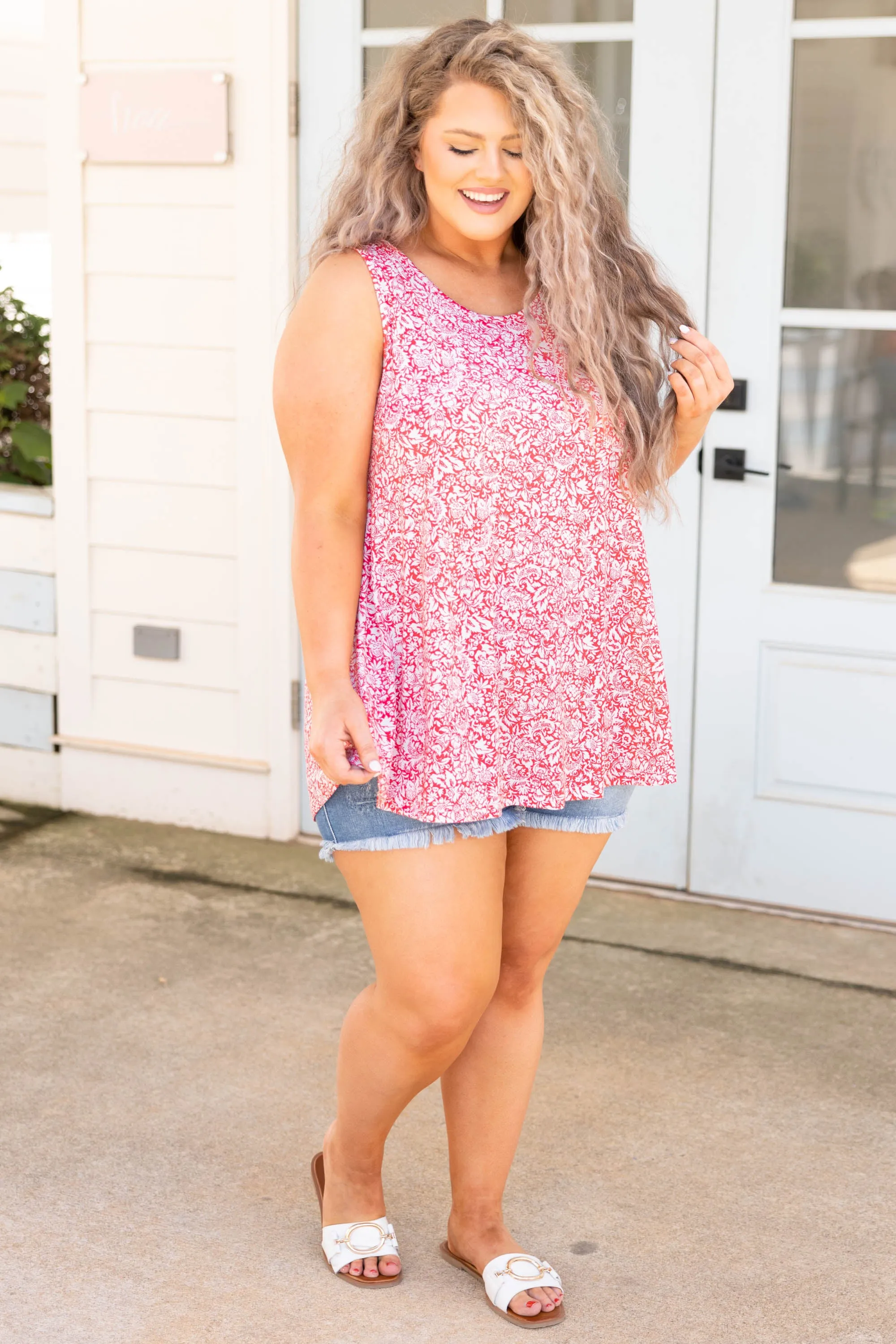 Red Floral Blouse