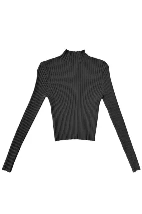 Ribbed Black Mock Sweater