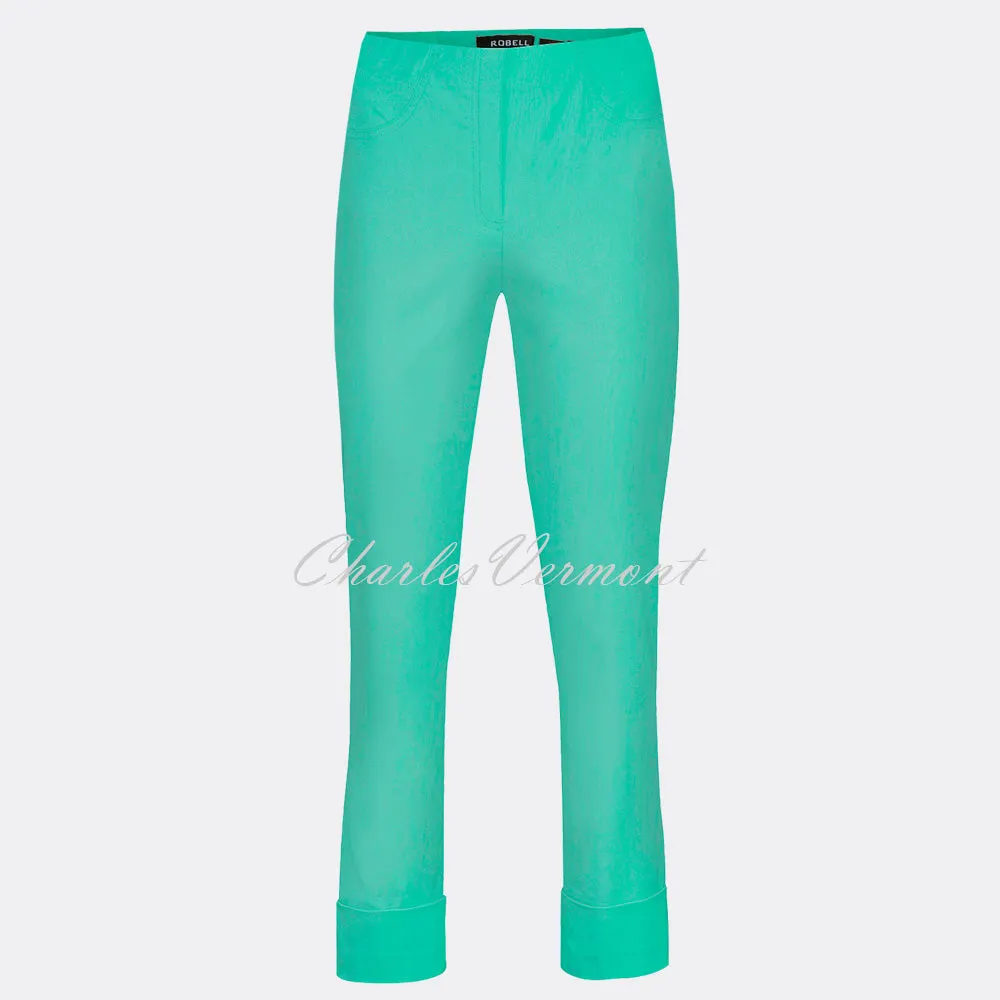 Robell Bella Cropped Trouser in Aqua Green - Size 09, Style 51568-5499-720