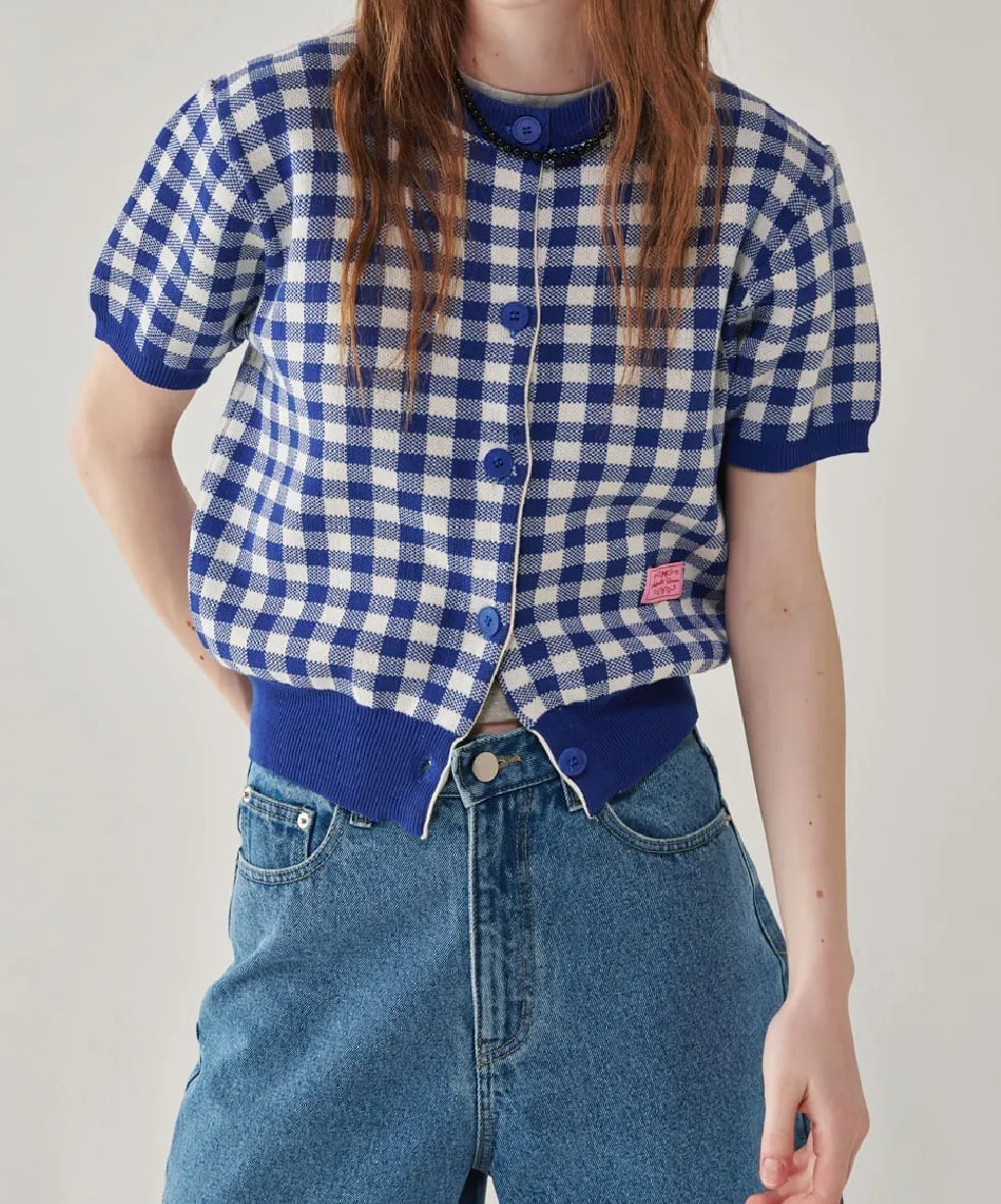 RONRON Gingham Casual Style Street Style Cotton Short Sleeves - Google SEO friendly: Cotton Short Sleeves Gingham Casual Style S