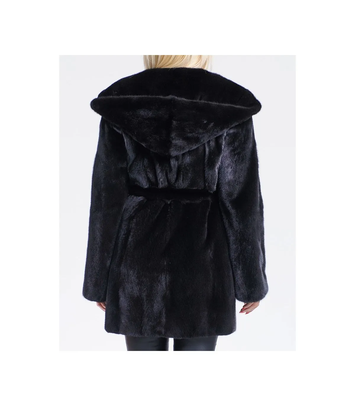 Shop Black Hooded Mink Coat at FurSource.com