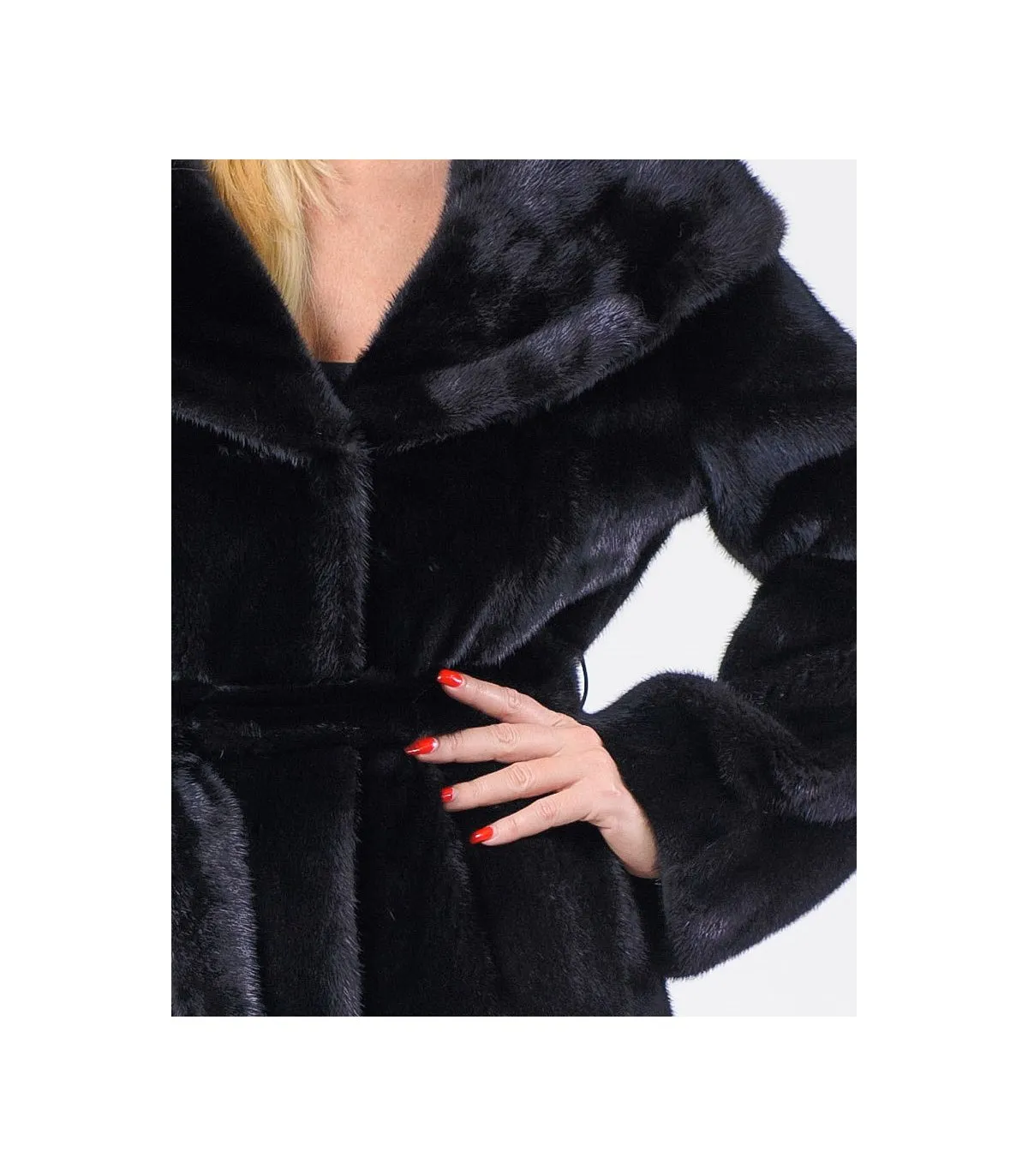 Shop Black Hooded Mink Coat at FurSource.com