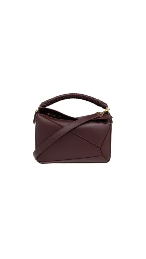 Mellow Calfskin Dark Burgundy Small Puzzle Bag