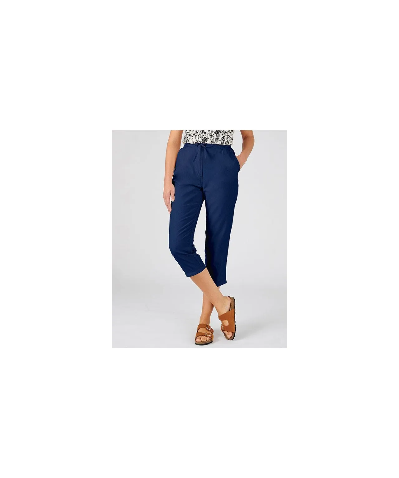 Straight Leg Cotton Crop Trousers