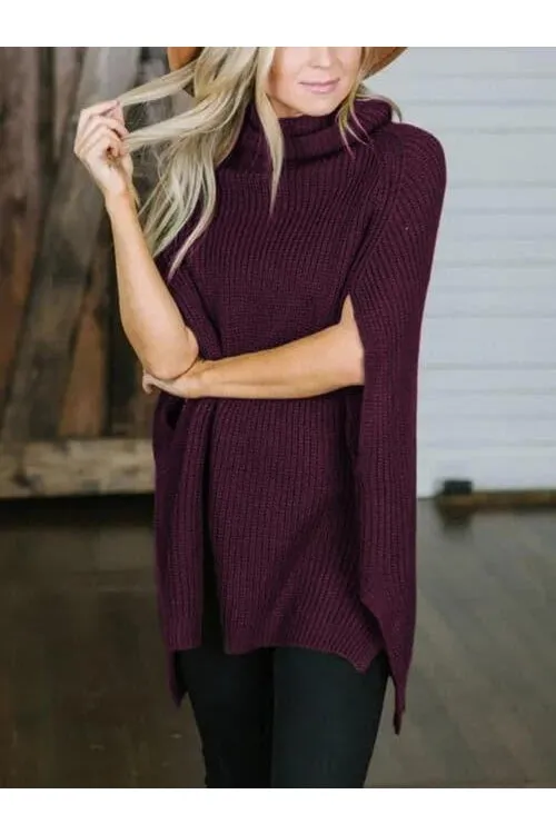 Stylish Willow Turtleneck Sweater with Slit Detail