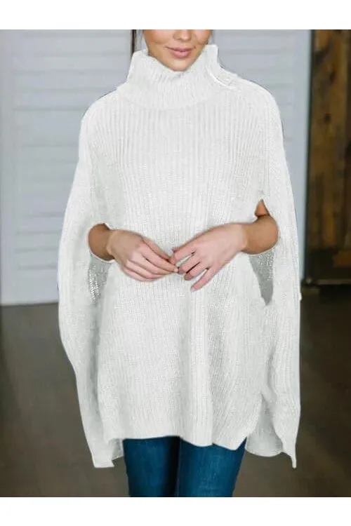 Stylish Willow Turtleneck Sweater with Slit Detail