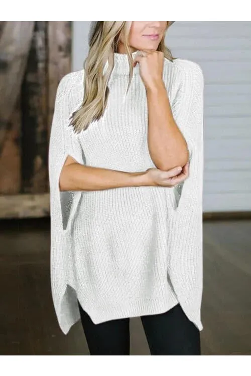 Stylish Willow Turtleneck Sweater with Slit Detail