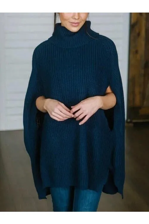 Stylish Willow Turtleneck Sweater with Slit Detail