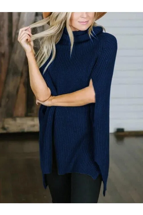 Stylish Willow Turtleneck Sweater with Slit Detail