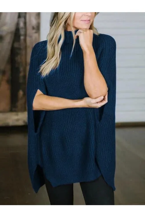 Stylish Willow Turtleneck Sweater with Slit Detail