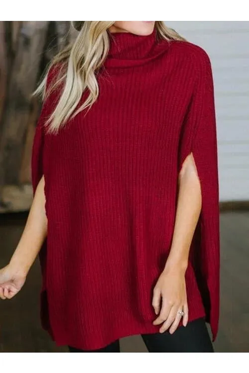 Stylish Willow Turtleneck Sweater with Slit Detail