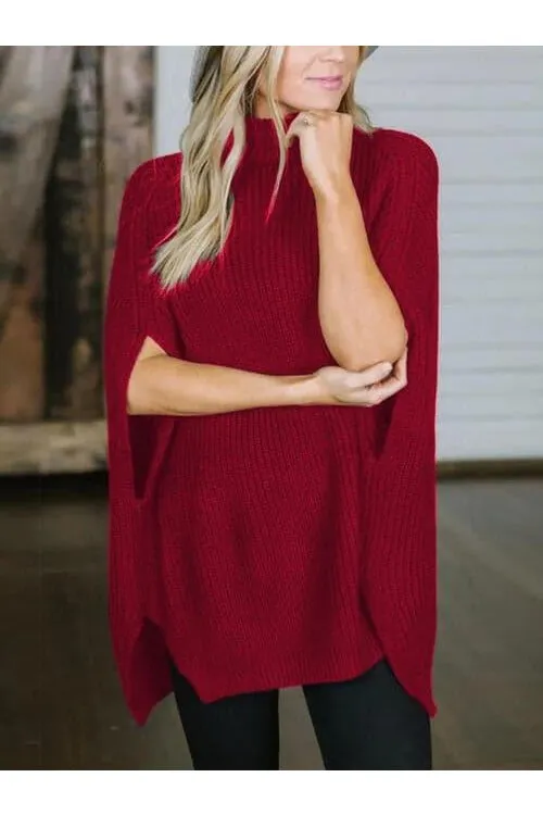 Stylish Willow Turtleneck Sweater with Slit Detail