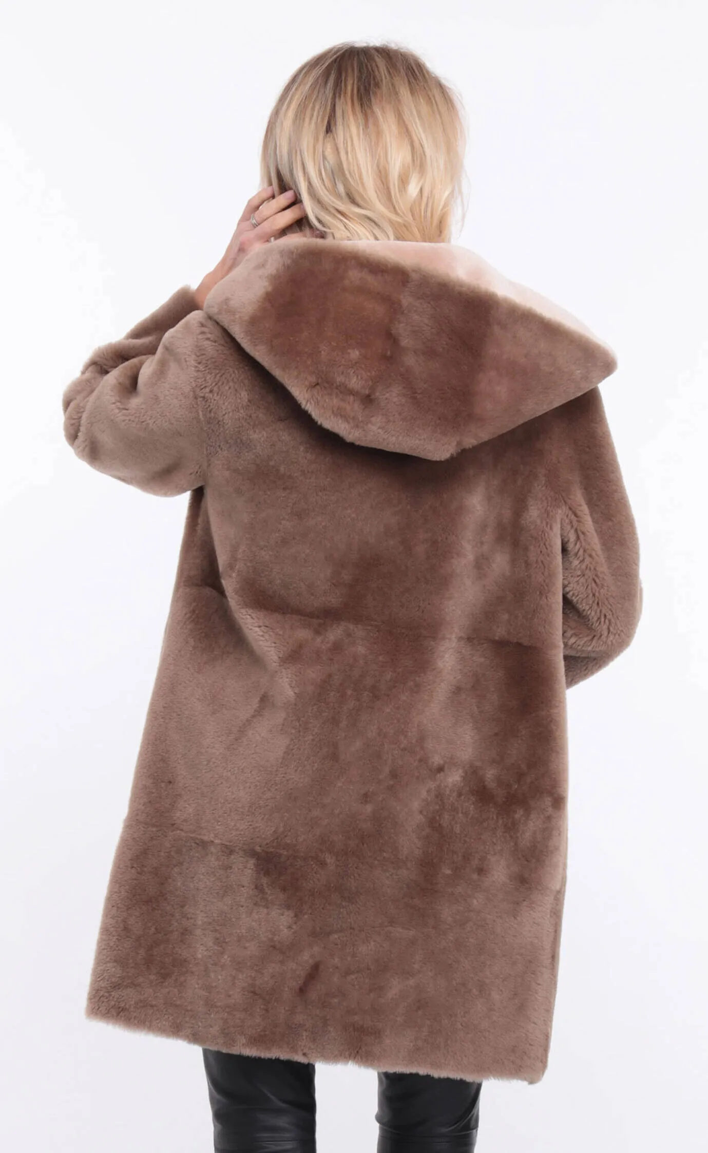 Taupe Sheepskin Coat for Women - Valere