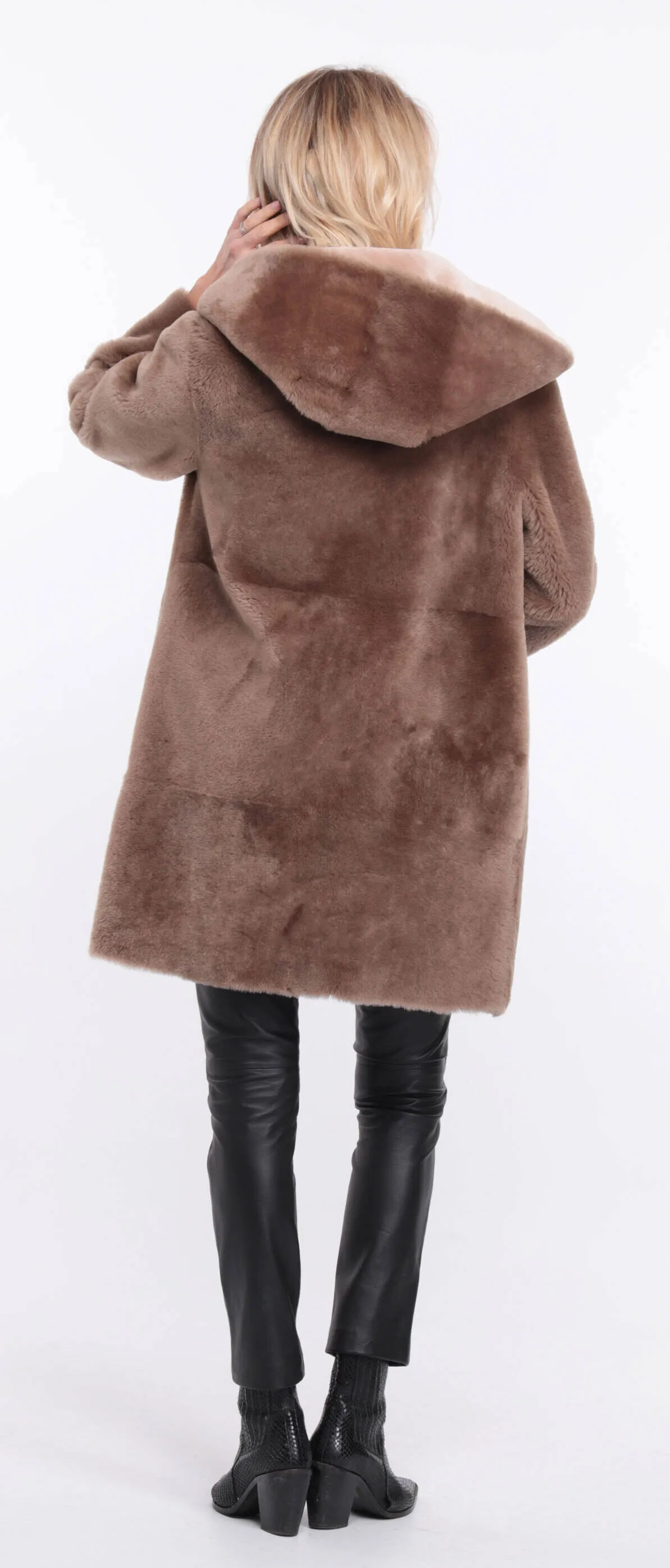 Taupe Sheepskin Coat for Women - Valere