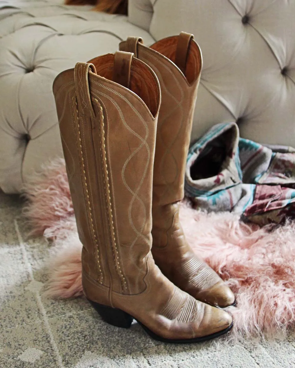 Taupe Stitched Vintage Boots