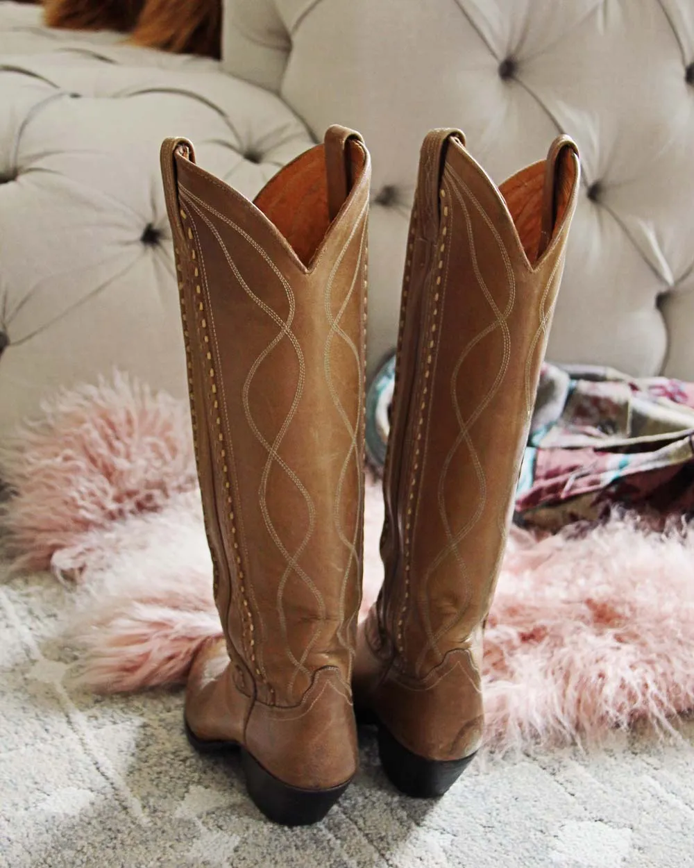 Taupe Stitched Vintage Boots