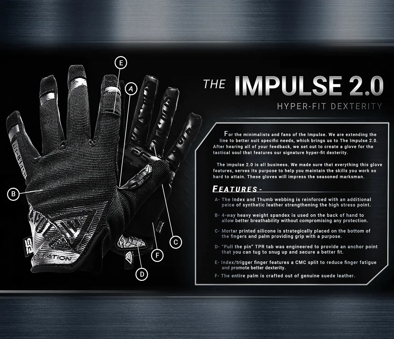 Hyper-Fit Dexterity Tactical Glove - The Impulse 2.0