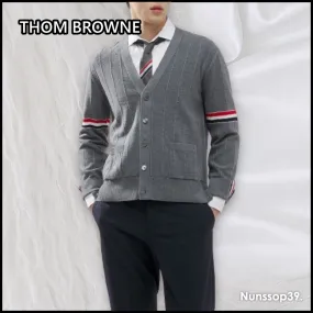 THOM BROWNE Stripes Street Style Cardigans