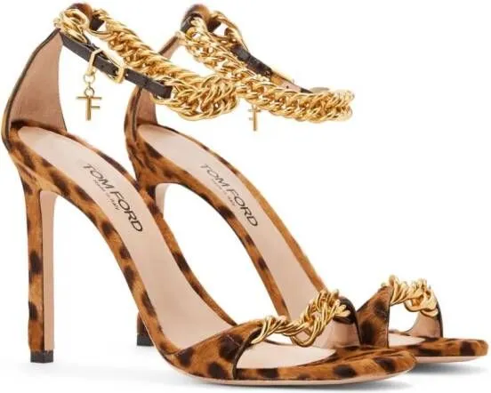 TOM FORD Zenith 105mm Calf-Hair Sandals Brown