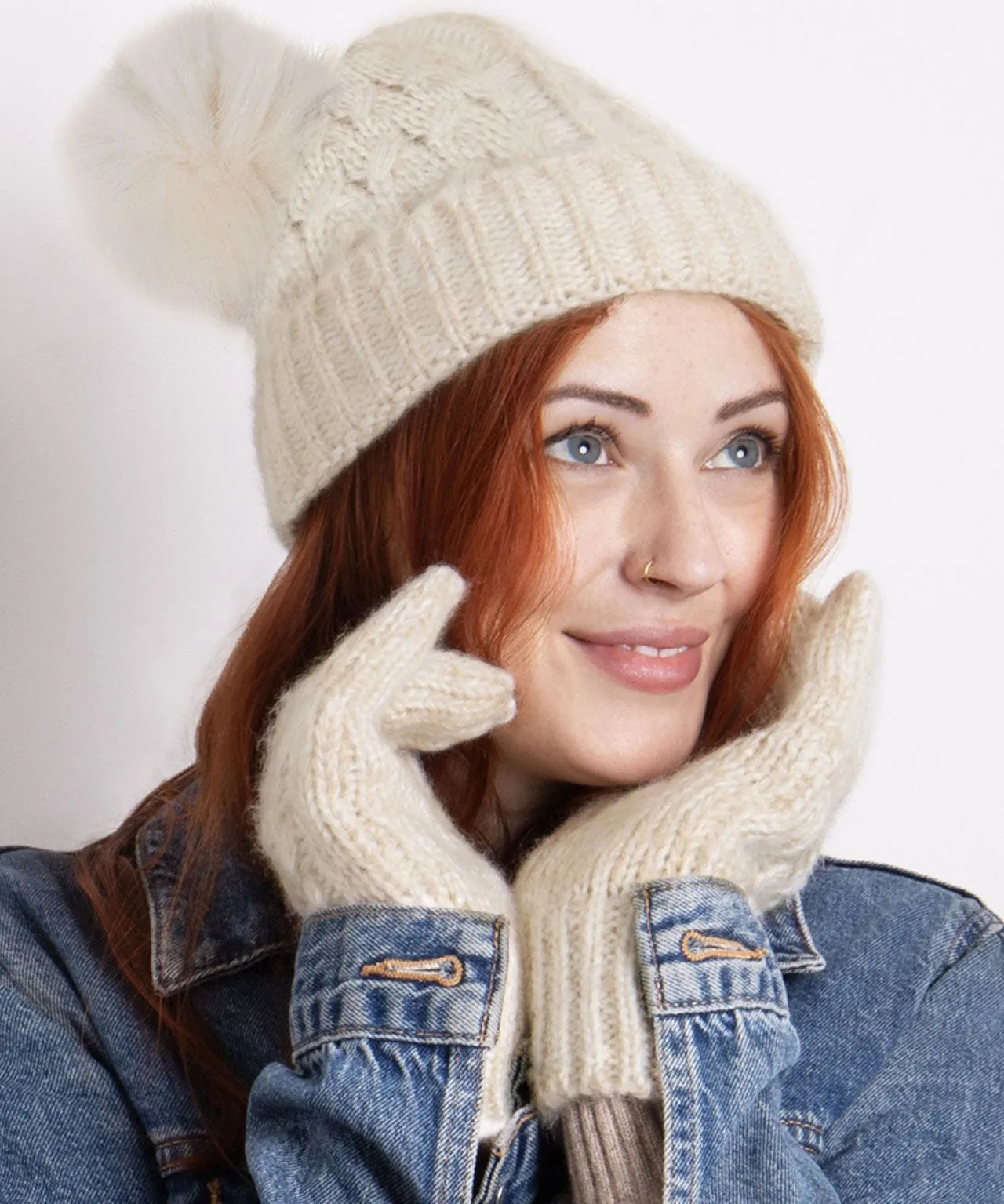 Totes Ladies Cable Hat Glove Gift Set