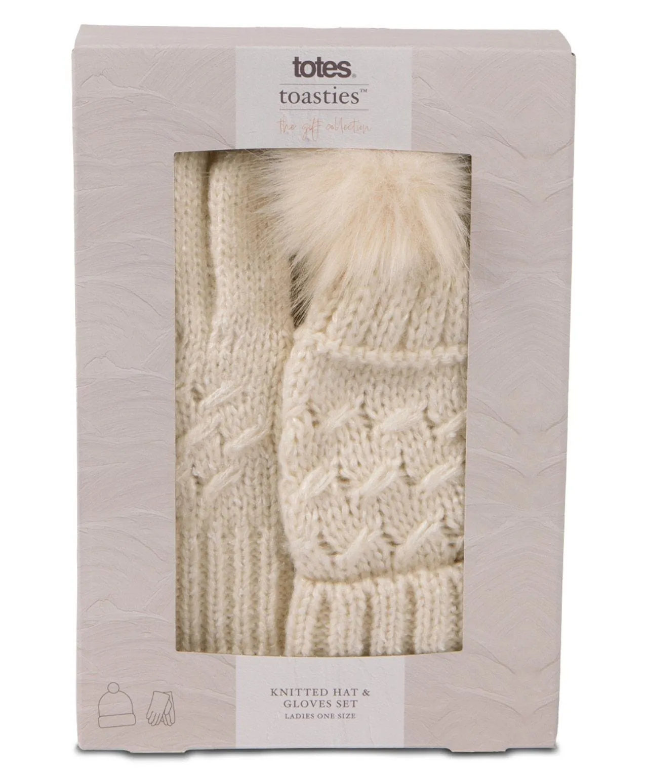 Totes Ladies Cable Hat Glove Gift Set