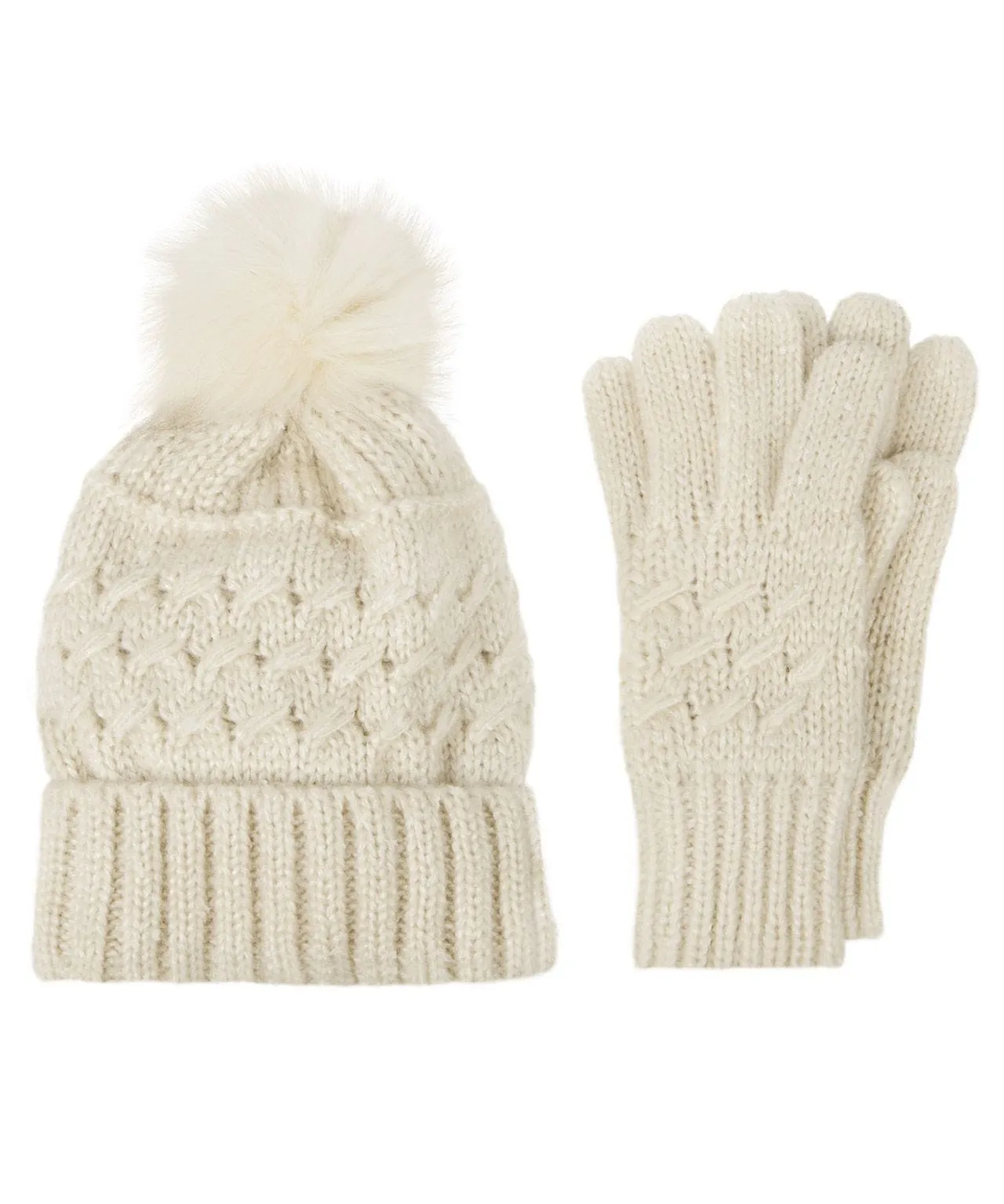 Ladies Cable Hat and Glove Gift Set