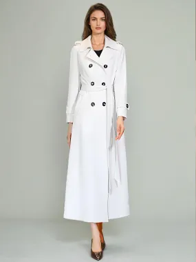 Trench Coat Women's High Quality Belted Turndown Collar Full Length Coat