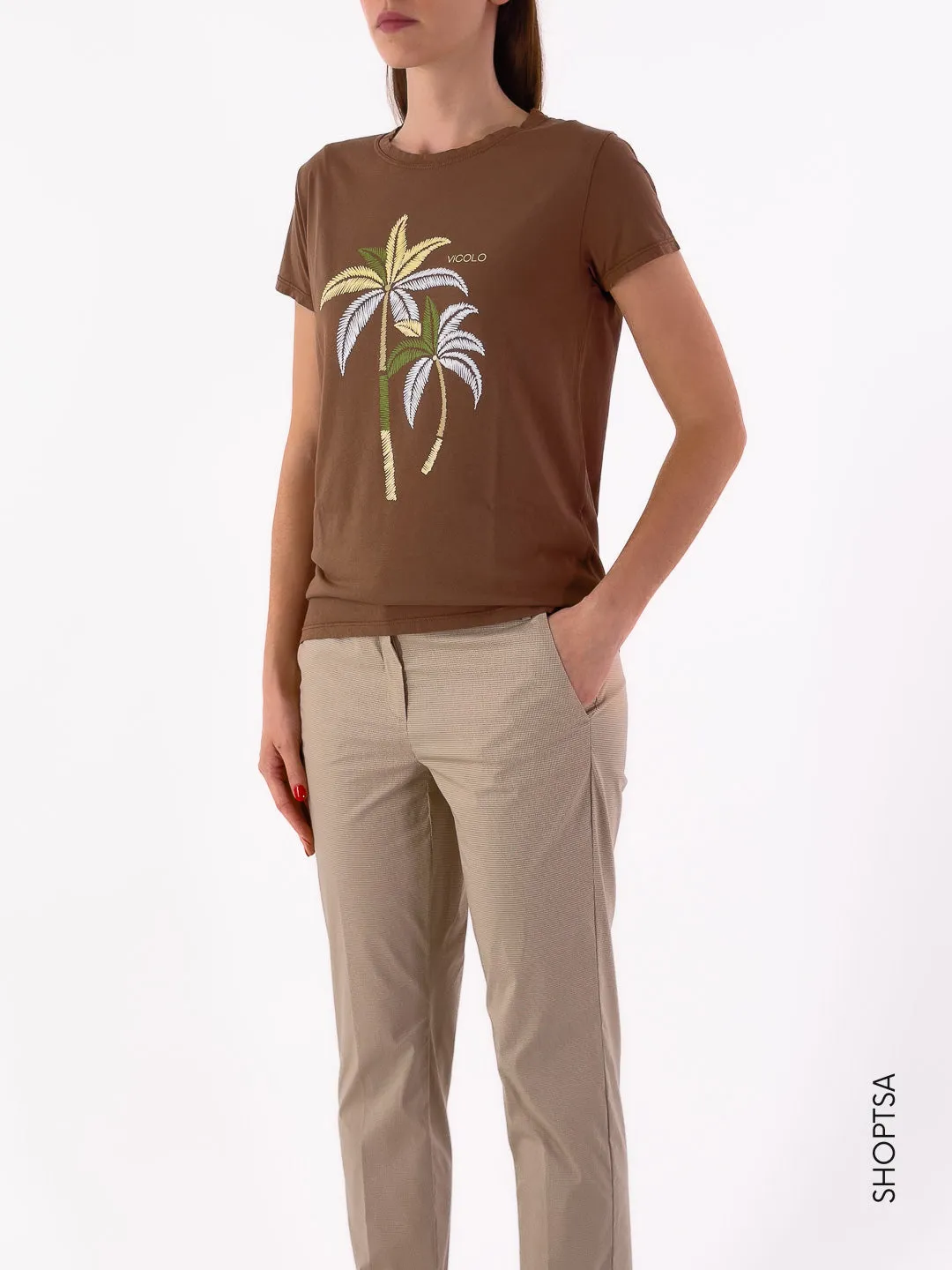 Tropical Brown T-shirt RB0812 by Vicolo