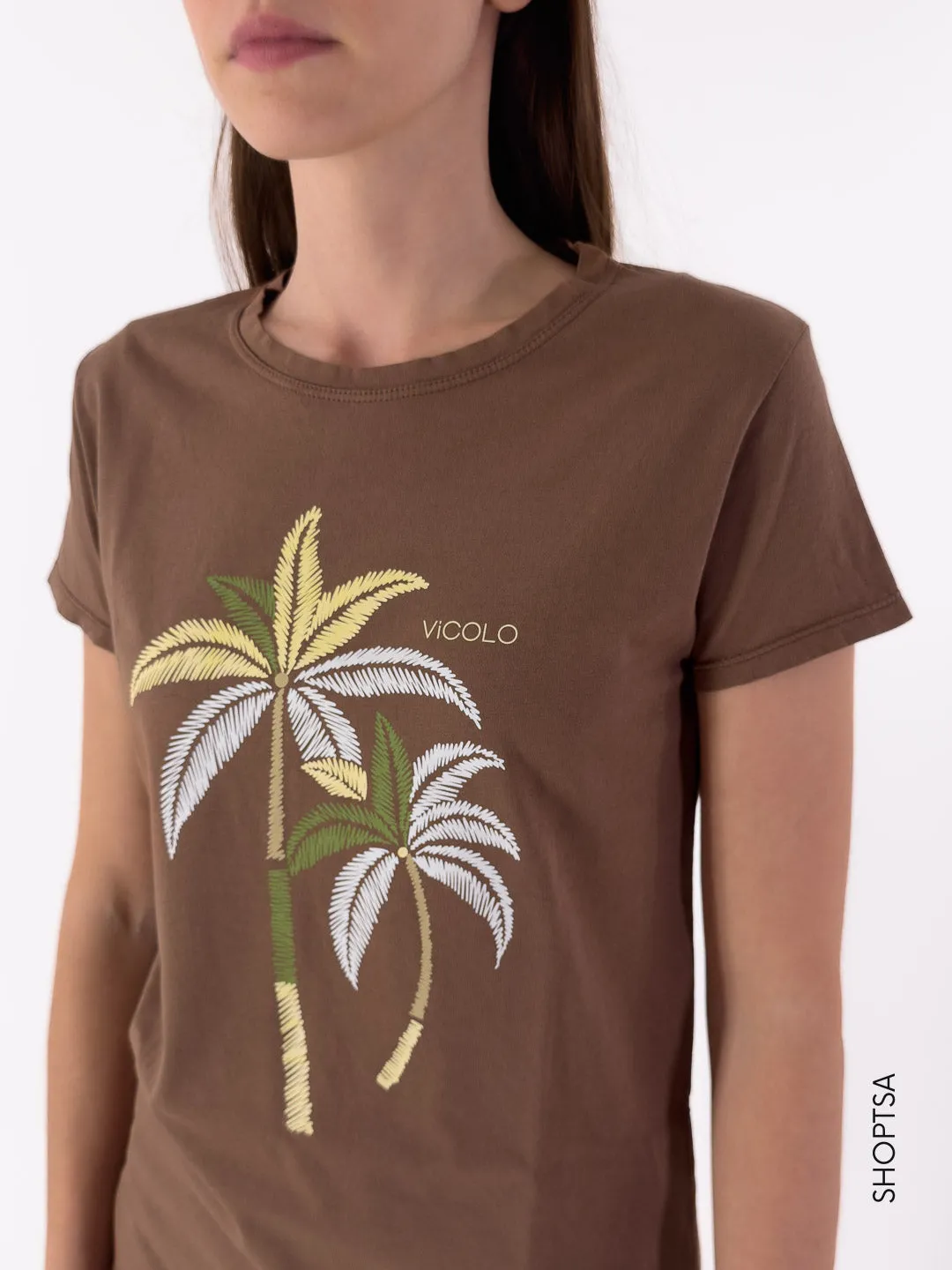 Tropical Brown T-shirt RB0812 by Vicolo