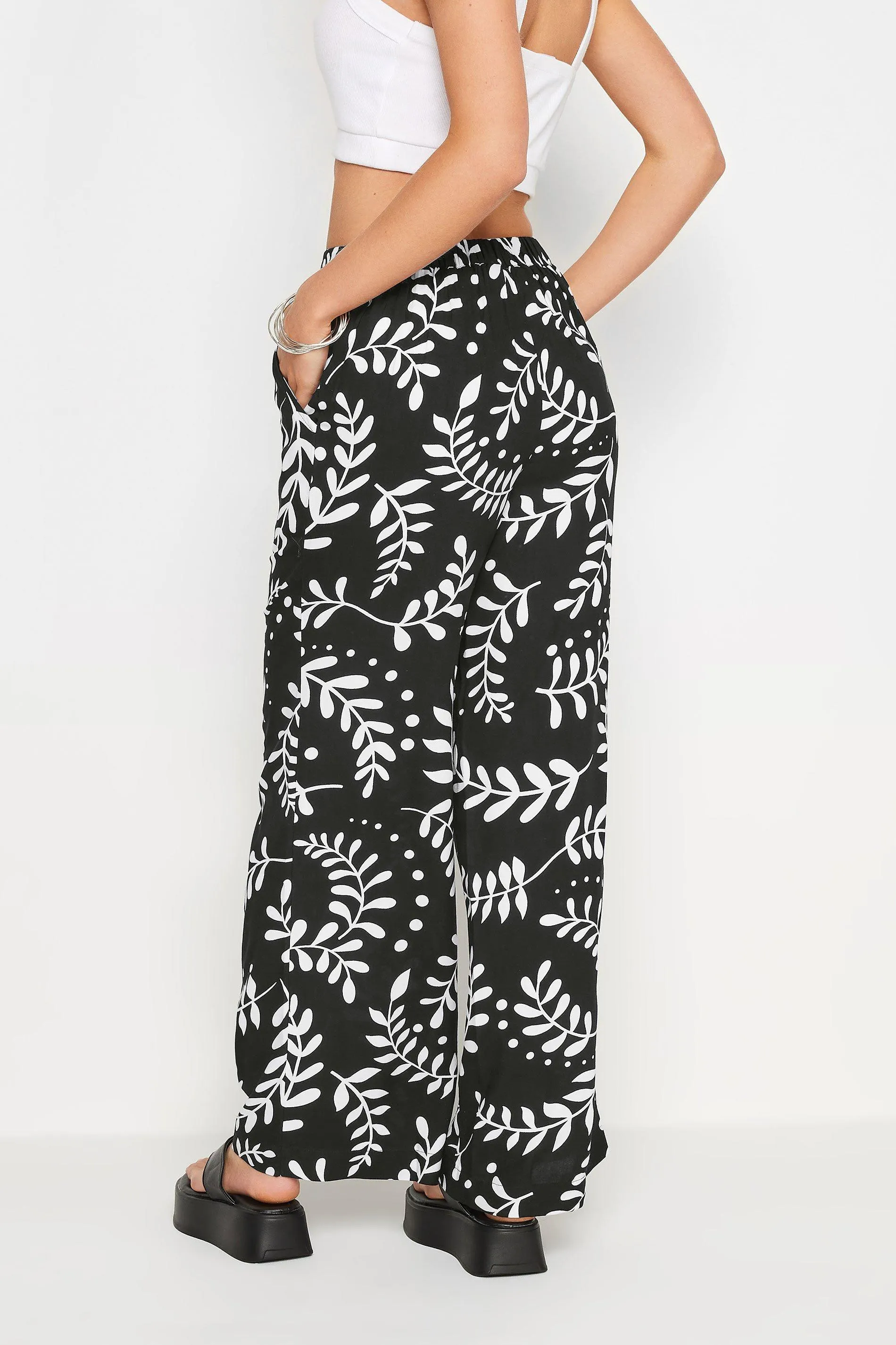 Petite Printed Wide Leg Trousers