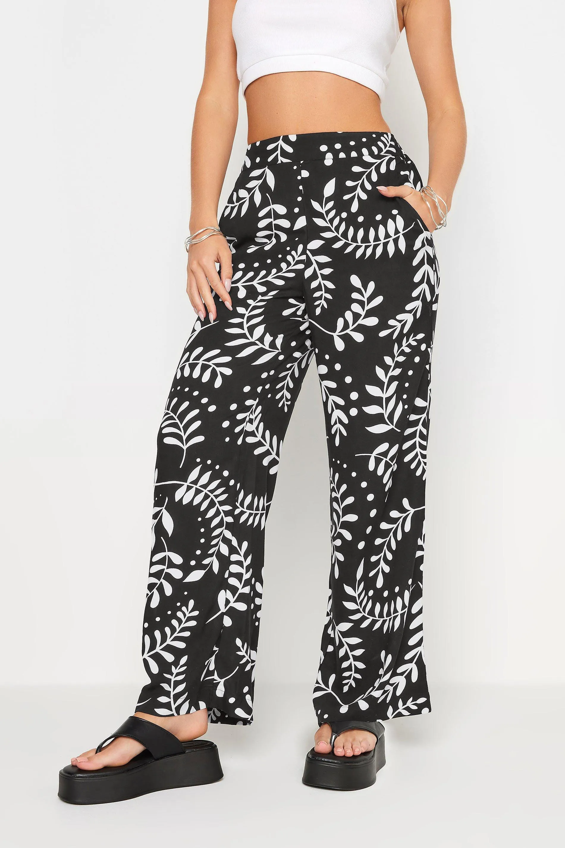 Petite Printed Wide Leg Trousers