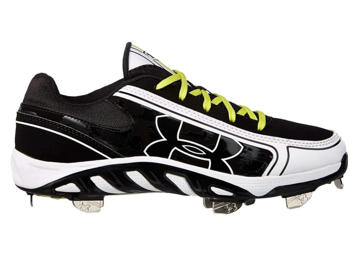 Under Armour Spine Glyde ST CC Black White Softball Cleat Shoes for Women