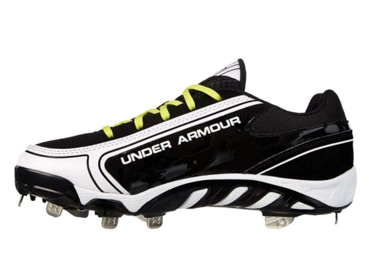 Under Armour Spine Glyde ST CC Black White Softball Cleat Shoes for Women