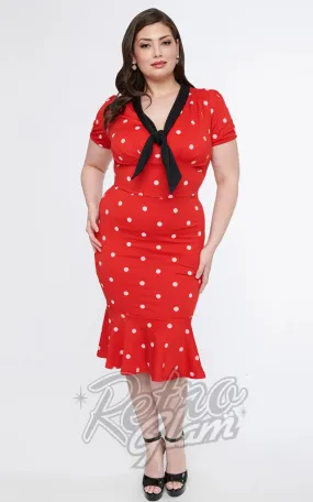 Unique Vintage Red White Polka Dot Dress