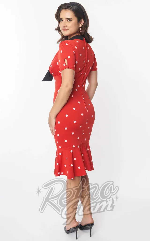 Unique Vintage Red White Polka Dot Dress