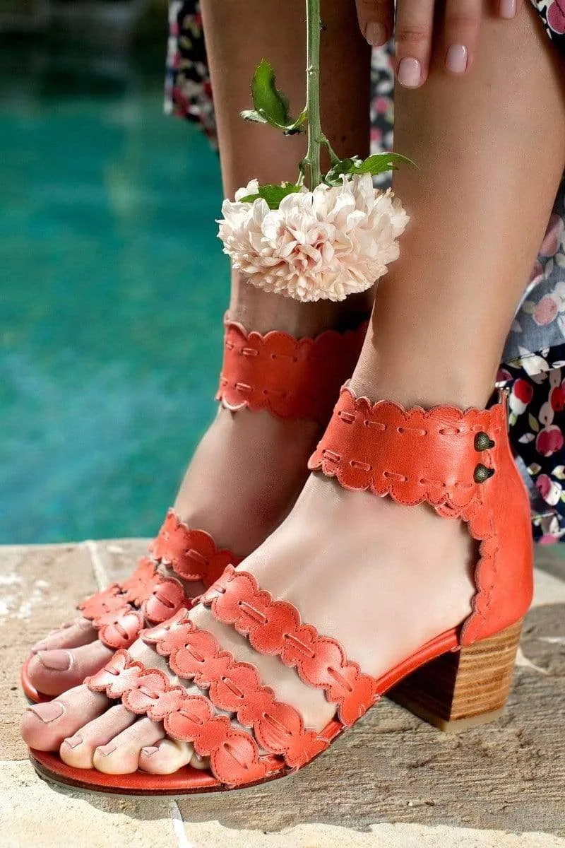 Vintage Red Seaside Leather Sandals