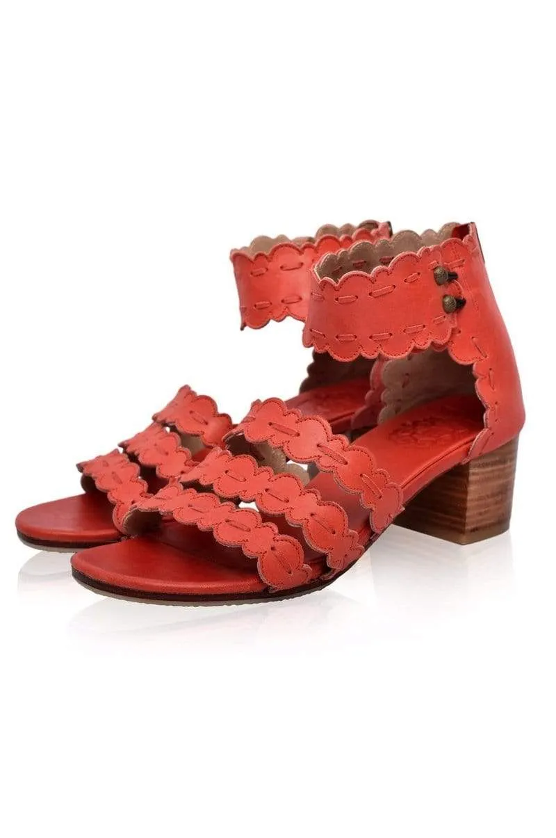 Vintage Red Seaside Leather Sandals