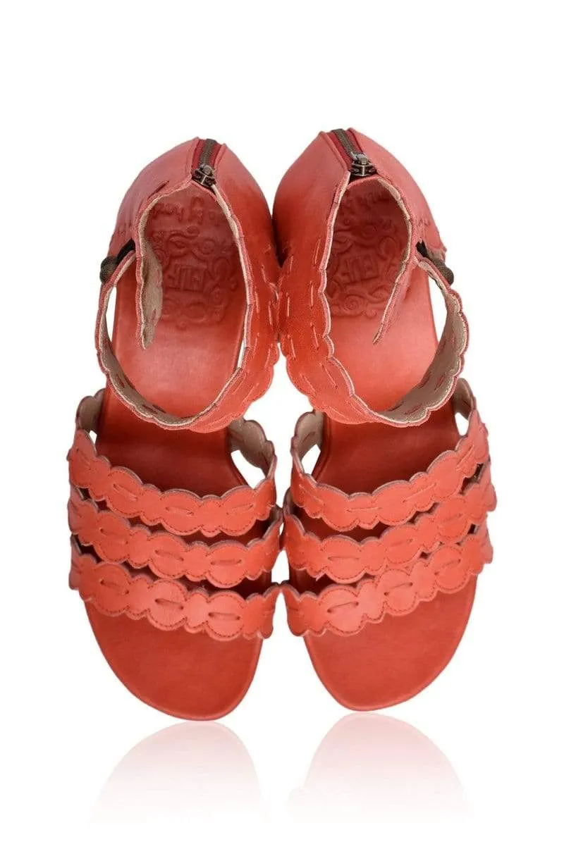 Vintage Red Seaside Leather Sandals