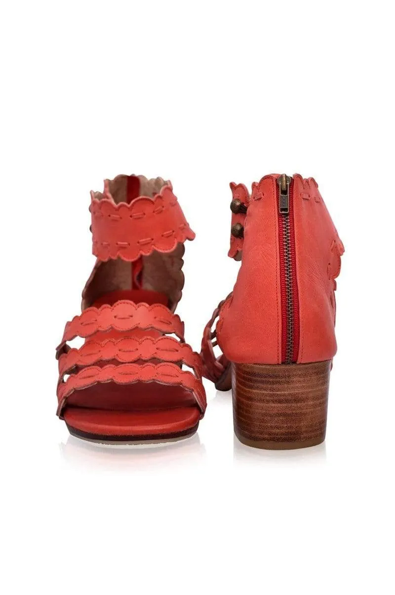 Vintage Red Seaside Leather Sandals