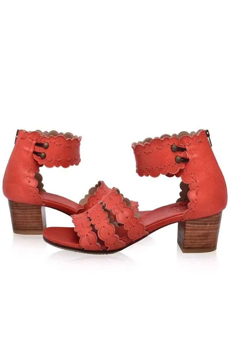 Vintage Red Seaside Leather Sandals