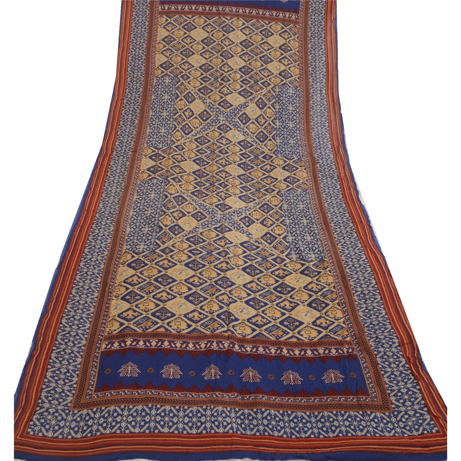 Vintage Silk Blue Dupatta Stole Wrap Hijab Scarves