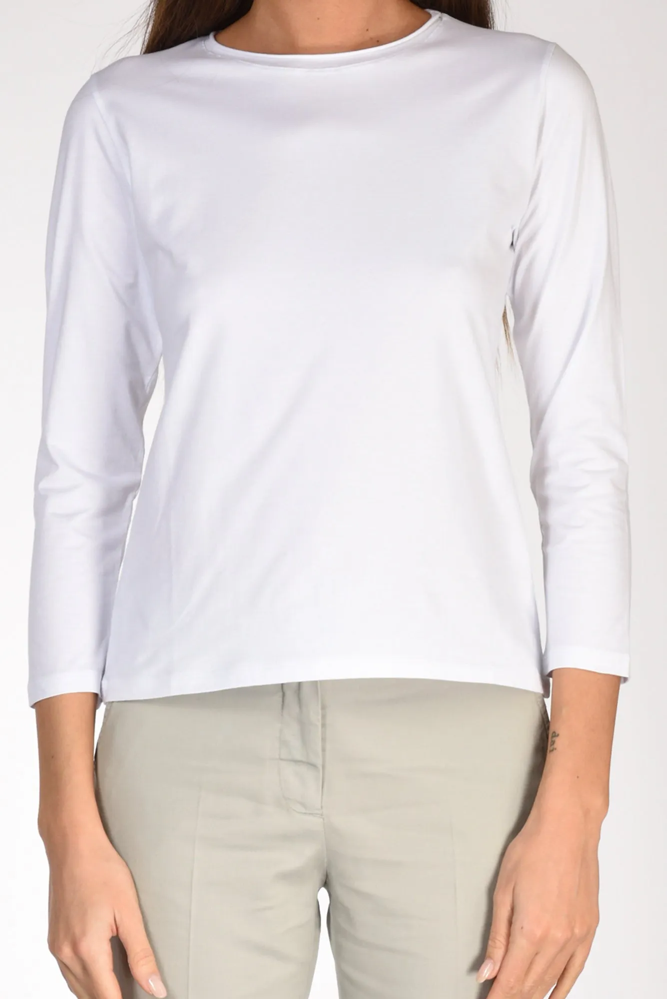 White Crew Neck T-shirt for Women