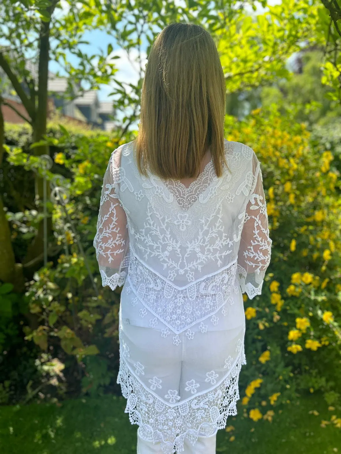 White Crochet Mesh Cover Up - Elegant Diana